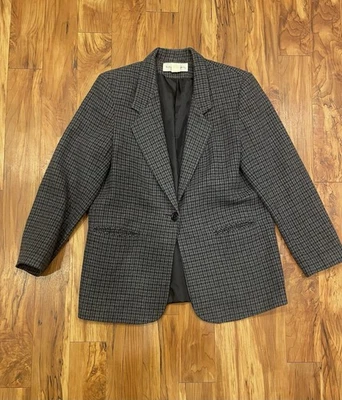 Blazer para mujer Norton McNaughton azul y gris a cuadros de gran tamaño Foto 1 de 4