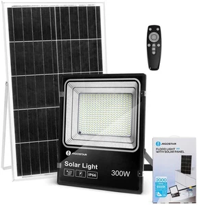 AIGOSTAR FARO FARETTO SOLARE LED 300W SENSORE MOVIMENTO CREPUSCO TELECOMANDO - Foto 1 di 7