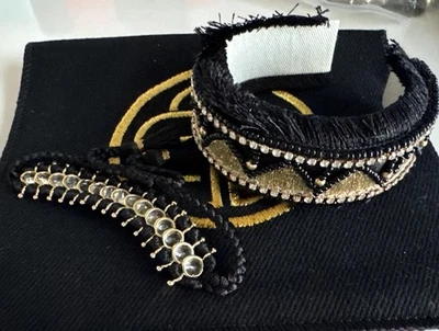 Budhagirl Juego de 2 Pulseras Deslizantes de Cristal y Puño con Cuentas Dorado y Negro NUEVO con Bolsa Foto 1 de 4