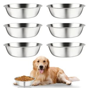 6 PCS Large Stainless Steel Dog Bowls, Replacement Metal XL Pet Puppy Food Wa... - Picture 1 of 7