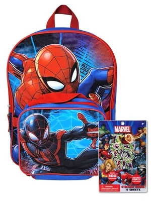 Spider-Man Backpack Insulated Lunch Bag with Sticker Book School Set - Image 1 of 4