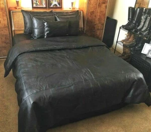 SOFT SHEEP NAPPA REAL LEATHER BED SHEET WITH TWO PILLOW COVERS - Picture 1 of 9