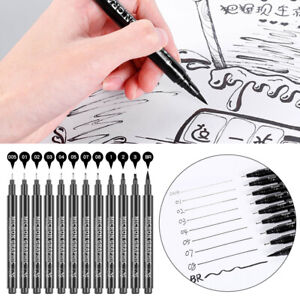 Black Ink Pen Stationary Fine Hook Pen Painting Art Marker Pen Writing Brush Pen
