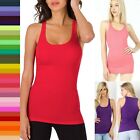 Women's Solid Stretchy Soft Cotton Ribbed Knit Tank Top Muscle Back / Racerback