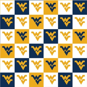 NCAA West Virginia Collegiate Check WV-1158 Cotton Fabric by the Yard - Picture 1 of 1