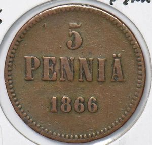 Finland 1866 5 Pennia  291024 combine shipping - Picture 1 of 2