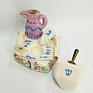 DREIDEL SEVIVON CERAMIC WITH STAND MADE BY HURWITZ MADE IN ISRAEL - Picture 1 of 7