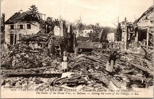Postcard The Ruins Of The Great War Among The Ruins of the Village Belleau WWI - Picture 1 of 3