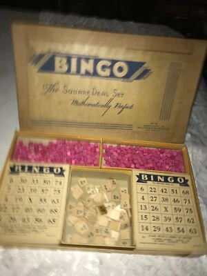 ORIGINAL Antique 1936 BINGO Board Game SELCHOW&RIGHTER 69 Wood 100% COMPLETE EUC - Image 1 of 4