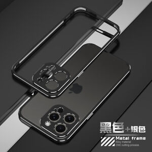 For iPhone 15Pro Max Ultra Thin Aluminum Metal Bumper Case+Lens metal protection