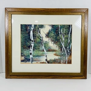 GROSSES VINTAGE ALBA "IMPRESSIONISTISCHE FLUSSLANDSCHAFTSSZENE" AQUARELL - SIGNIERT/GERAHMT - Bild 1 von 12