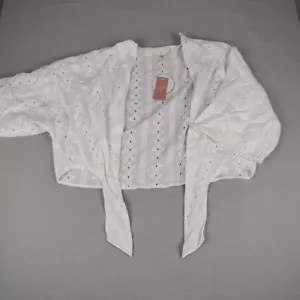 New PQ Top Eyelet White Cover Up Lace M/L Medium Large Eye 1085T Swim beach - Picture 1 of 12