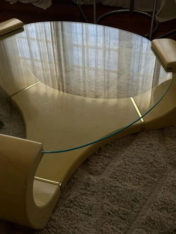 Vintage Post Modern Karl Springer Style Scroll Coffee Table Cover