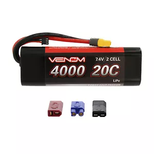 Venom 20C 2S 4000mAh 7.4 Softcase LiPo Battery with Universal Plug - Picture 1 of 3
