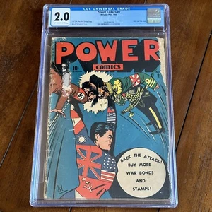 Power Comics #2 (1944) - ¡Portada de la Segunda Guerra Mundial! - CGC 2.0 - Imagen 1 de 2