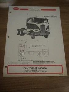 1975 Peterbilt 352 Cabover Truck Specification Page Brochure  - Picture 1 of 4