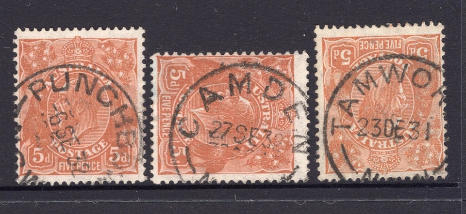 KGV Australia 5d Brown PUNCHBOWL CAMDEN TAMWORTH CDS - Image 1 of 1