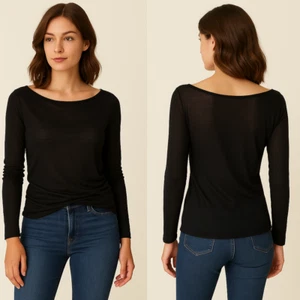 Liu Jo Liu-jo Maglia Donna 40 S Small Ampia Viscosa Stretch Nero Manica Lunga - Foto 1 di 14