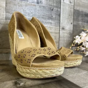 Naughty Monkey Women’s Shoes SZ 10 Tan Summer Wedges Sandals Slip On Heels - Picture 1 of 18
