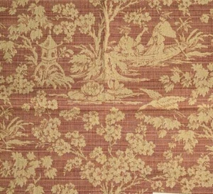 Floral Salmon Brown Merrimac Barrow Damas Chenille 16X16 Upholstery fabric M6175 - Picture 1 of 7