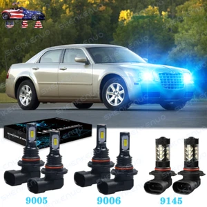 For Chrysler 300 2005-2010 LED Headlights + Fog Lights Bulbs 8000K Ice Blue Kit - Picture 1 of 12