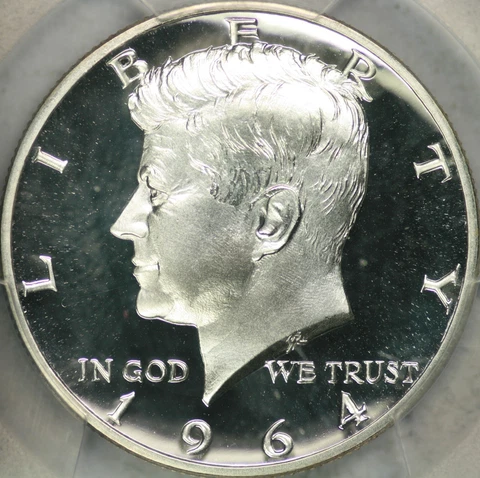 1964 Accented Hair Proof Kennedy Half Dollar PCGS PR69DCAM Cover