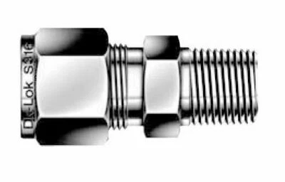 1/4" Tube OD x 1/4" MNPT Straight Male Fitting 316ss DK-LOK  DMCZ4-4N-SA - Image 1 of 2