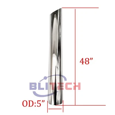 Tubo de escape cromado corte inglete 5" OD x 48" Kenworth Freightliner Peterbilt Foto 1 de 3