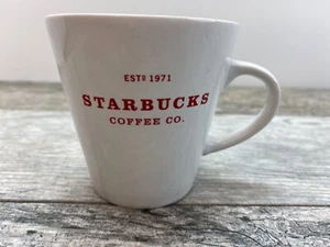 2008 Starbucks Est 1971 Abbey Logo White Red 8oz Ceramic Mug Cup - Picture 1 of 6