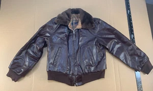 Vintage 50s 60s Kids Youth Leather Bomber Coat Jacket Flight Military WWII Vietn - Picture 1 of 12