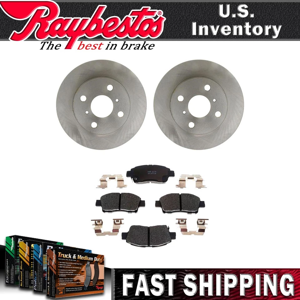 Kit dianteiro rotores de freio pastilhas de freio de cerâmica e ferragens para Toyota Echo 2000 - Imagem 1 de 4