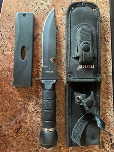 SURVIVAL KNIFE WITH SHEATH STAINLESS STEEL COMPASS TAIWAN - Picture 1 of 4