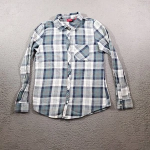 Daytrip Shirt Womens Small Blue White Plaid Button Up Western Cowgirl Hipster - Picture 1 of 12