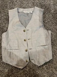 Janie and Jack Special Occasion Boys Light Gray Linen Blend Dress Vest Size 8 - Picture 1 of 6