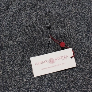 Luciano Barbera NWT Full Zip Knit Sweater Size 48 US S in Blue Cotton & Linen - Picture 1 of 10