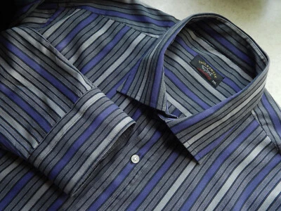 PAUL & SHARK  Shirt Size XXL  Striped Cotton Black Purple - Image 1 of 4