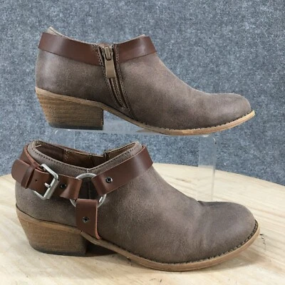 Very Volatile Boots Womens 7 Haisley Harness Strap Side Zip Bootie Brown Heels - Image 1 of 4