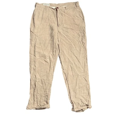 Pantalones informales Orvis para hombre mezcla de lino beige marrón talla 36 Foto 1 de 4