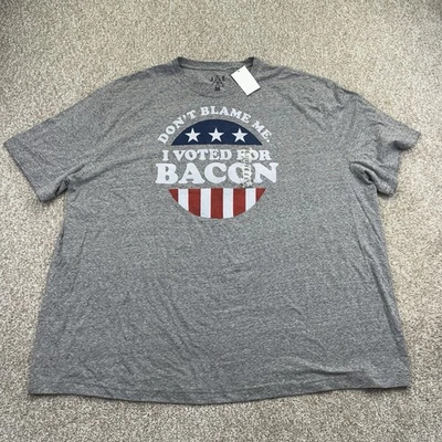 Nueva Camiseta Gráfica I Voted for Bacon Para Hombre Talla 3XL Gris Manga Corta Bandera de EE. UU. Foto 1 de 4