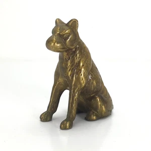 Antigua estatuilla de latón 4H x 3"L x 1-5/8"W matón sentado raza perro cachorro K-9 usada - Imagen 1 de 12