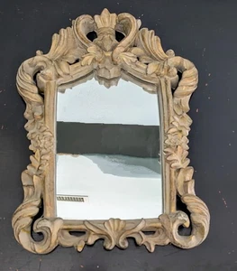 Gips verzierter Rocco Stil Spiegel Vintage 13,5 x 10" hellbraun Gold Finish - Bild 1 von 4
