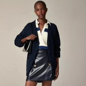 Cárdigan J.Crew Relajado Tejido con Cable Mezcla Merino Suéter Azul Marino Talla L-XL NUEVO CON ETIQUETAS - Imagen 1 de 12