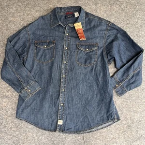 Levis Vintage Denim Shirt Men’s XXL Tall Blue Jean Cowboy Snap Pearl NWT 2006 - Picture 1 of 8