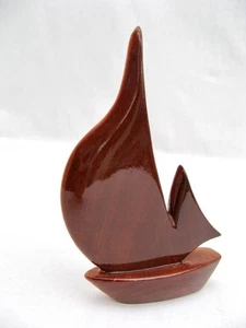 Mahogany sailing boat yacht from Barbados High gloss polish 13 cms tall. - Picture 1 of 1