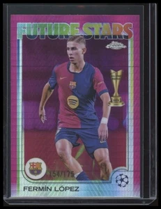 Fermin Lopez 2024-25 Topps Chrome UEFA Neon Pink Prism Refractor Card #/175 - Picture 1 of 2