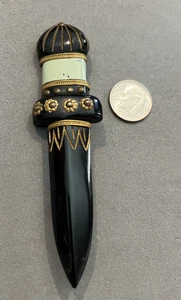 Vintage Carved Decorative Black Bakelite Sword Dagger Pin Brooch 3-7/8” Long - Picture 1 of 7