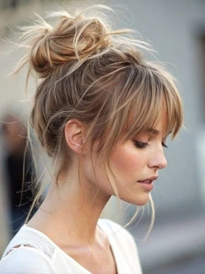 Pelucas de cabello humano de encaje completo con flequillo Balayage marrón claro rubio cremoso resaltado Foto 1 de 4