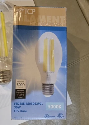 TCP 30W 6000 Lumen Filament E39 5000K LED Light Bulb 150W HID replacement - Image 1 of 4