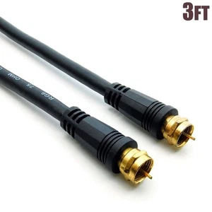 3FT F Type Male to Male Screw On RG6 Coax Coaxial Cable TV Antenna SAT Gold - Picture 1 of 4