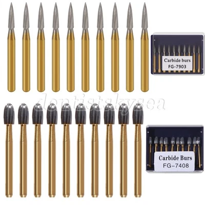 Fresas dentales de acabado de recorte de carburo 10 piezas FG7408/7903 fresas de oro fresas de carburo Foto 1 de 4